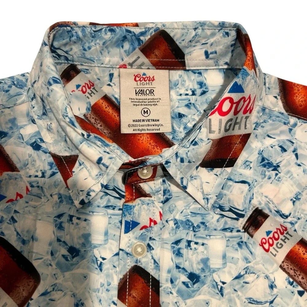Coors Light Valor Collective Button Up Shirt Men's M Multicolor Short Sleeve NWT
